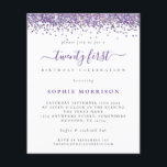 PAPER Purple Glitter Twenty First Party Flyer<br><div class="desc">Purple Glitter Twenty First Party lädt ein. A great value PAPER (not card) alternative WITHOUT ENWICKES at SMALLER size 4.5" x 5.6" and at budget price. (Standard A6 enwickes are the nearest size to fit) Borders of falsch purple glitter are at the top on each side, and twenty first is...</div>