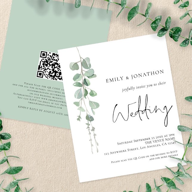 PAPER QR Code Eukalyptus Wedding Einladung Flyer (Von Creator hochgeladen)