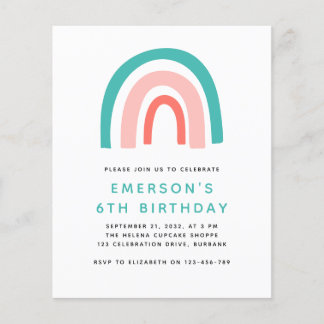 PAPER Rainbow Kid's Geburtstagsparty Einladung Flyer