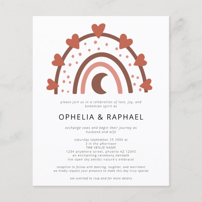 PAPER Rainbow Terracotta QR Code Boho Wedding Flyer (Vorne)