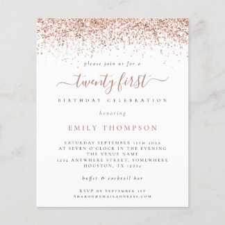 PAPER Rose Glitter Girly 21st Party Einladung Flyer