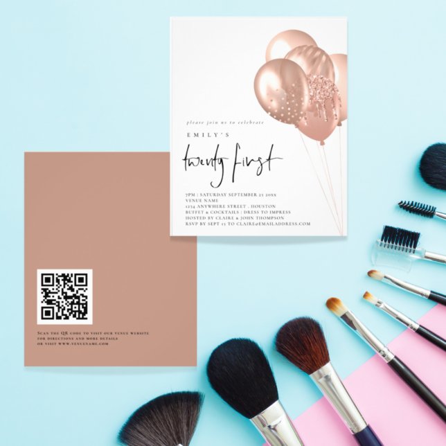 PAPER Rose Gold Balloons QR Code 21. Party Flyer (Von Creator hochgeladen)