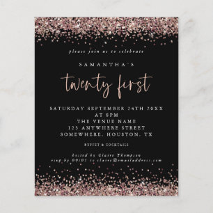 PAPER Rose Gold Glitter Black 21st Party Flyer