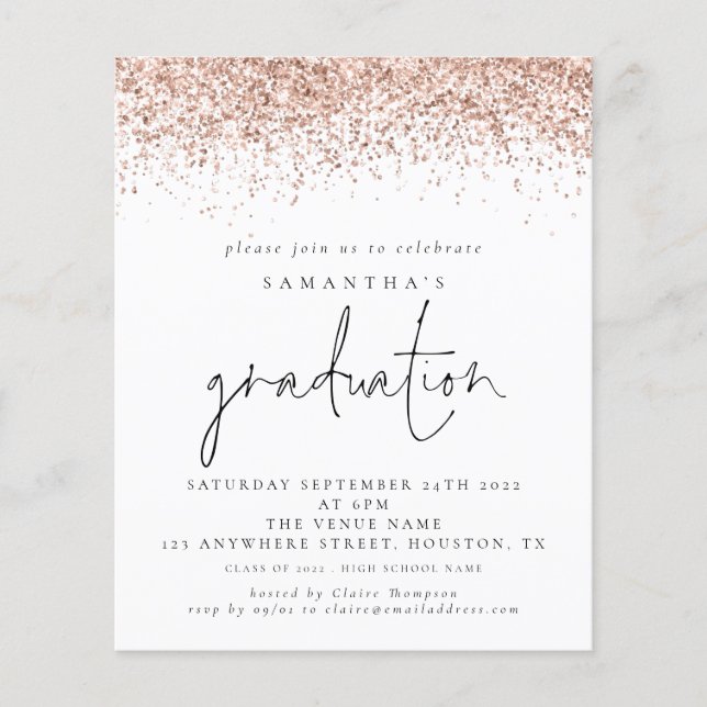 PAPER Rose Gold Glitzer Abschluss laden Flyer (Vorne)