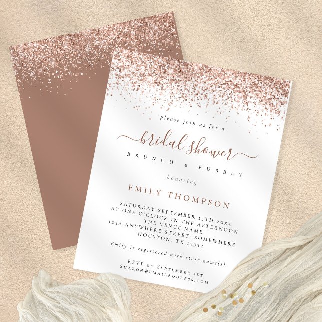 PAPER Rose Gold Glitzer Bridal Dusche Einladung Flyer (Von Creator hochgeladen)