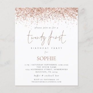 PAPER Rose Gold Glitzer Einladung 21. Party Flyer