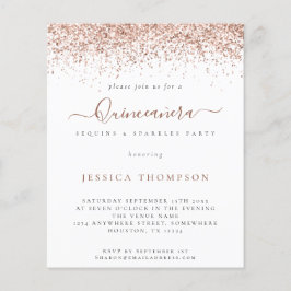 PAPER Rose Gold Glitzer Quinceañera Einladung Flyer