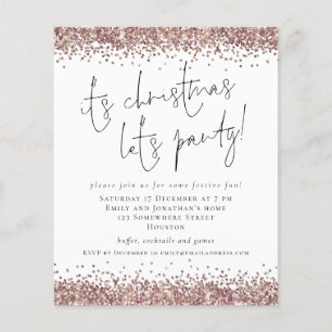 PAPER Rose Gold Glitzer Weihnachten Lasse Party Flyer