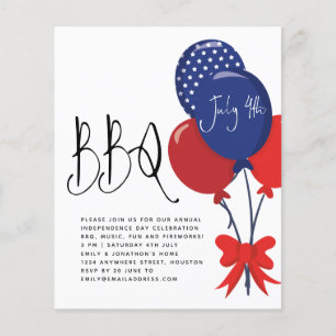 PAPER Rote Weiße Blaue Luftballons 4. Juli BBQ-E Flyer
