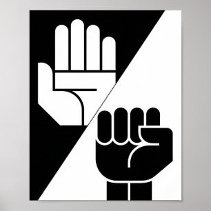 Paper schlägt Stein – Minimalistische Schwarz-Weiß Poster