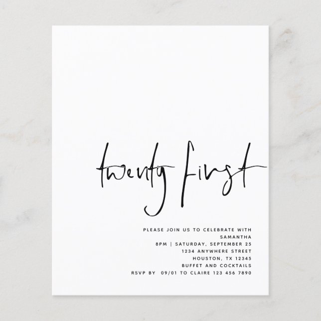 PAPER Schwarzes Skript Weiß 21. Geburtstag Flyer (Vorne)