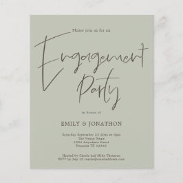 PAPER Script Engagement Party Sage Green Einladung Flyer