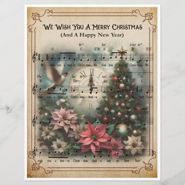 Paper Sheet Music Art - Wir wünschen Ihnen frohe W (Vorderseite)