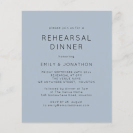 PAPER Simple Blue Probe Dinner Hochzeit Einladung Flyer