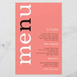 PAPER Simple Coral Rose Typografy Wedding Menu Flyer