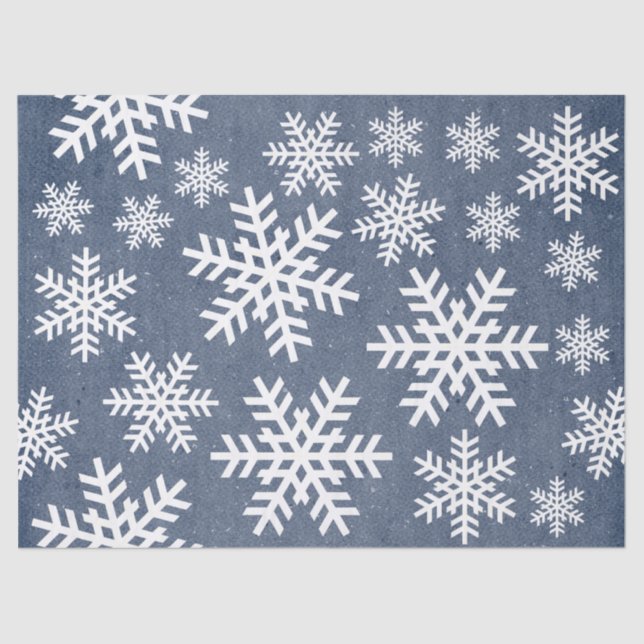Paper Snowflake Blue Holiday Weihnachtsmuster Seidenpapier (Vorderseite)