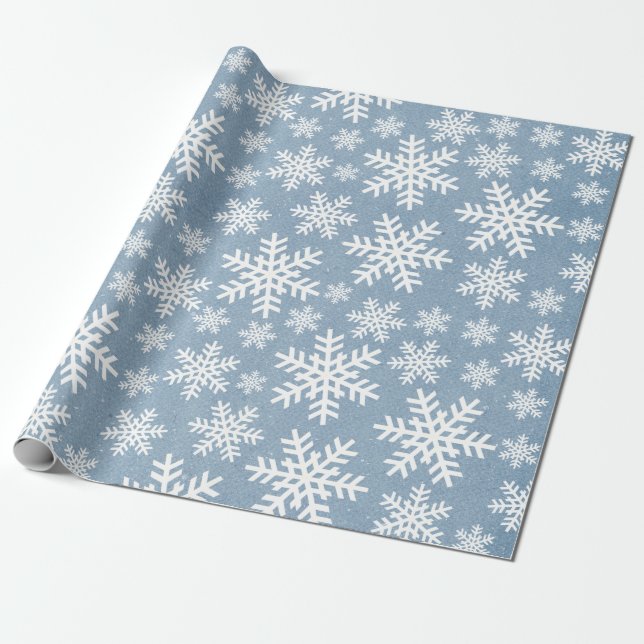 Paper Snowflake Blue Holiday Winter Muster Geschenkpapier (Ungerollt)