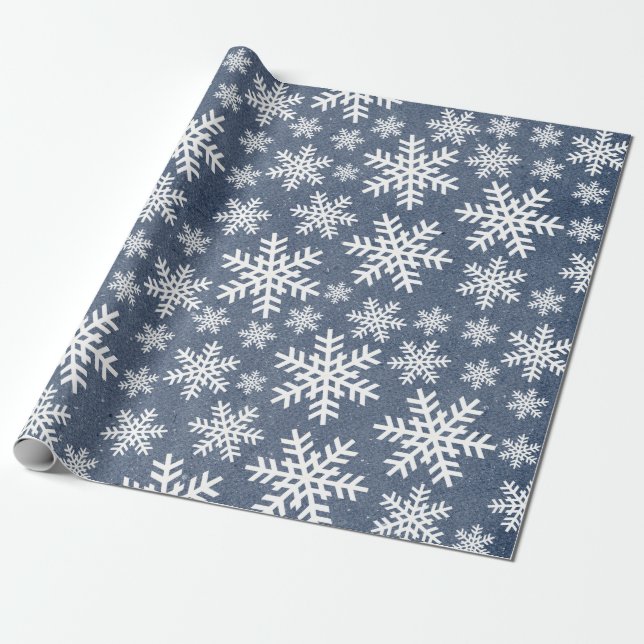 Paper Snowflake Blue Holiday Winter Muster Geschenkpapier (Ungerollt)