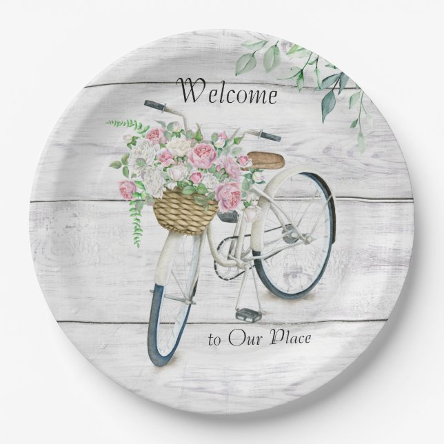 Paper Tellers 9" Welcome Spring Bicycle Pappteller (Vorderseite)