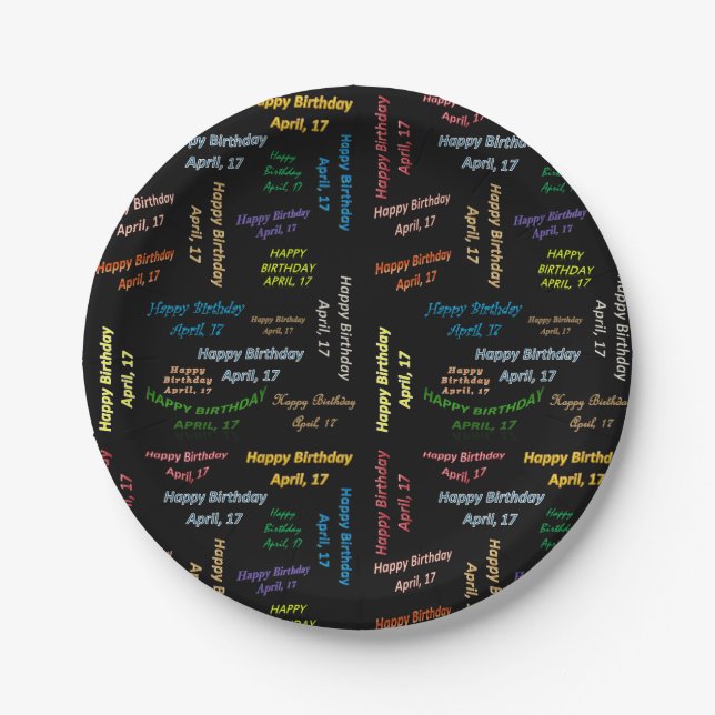 Paper Tellers April, 17 Geburtstag Pappteller (Vorderseite)