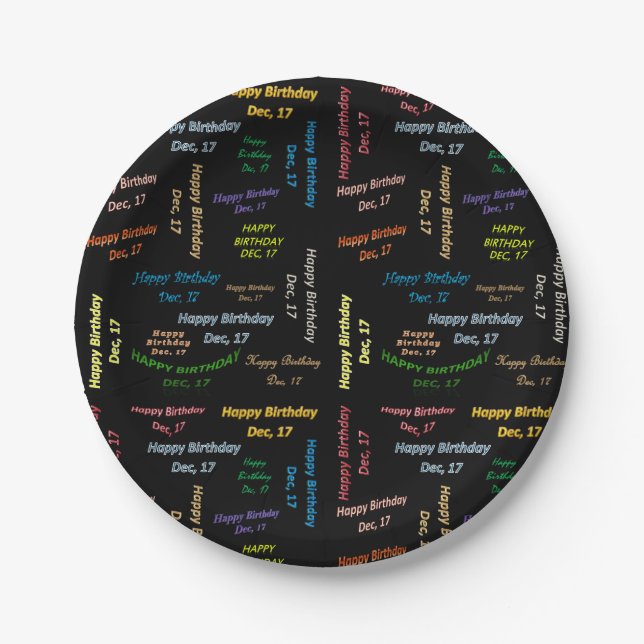 Paper Tellers Dezember, 17 Geburtstag Pappteller (Vorderseite)