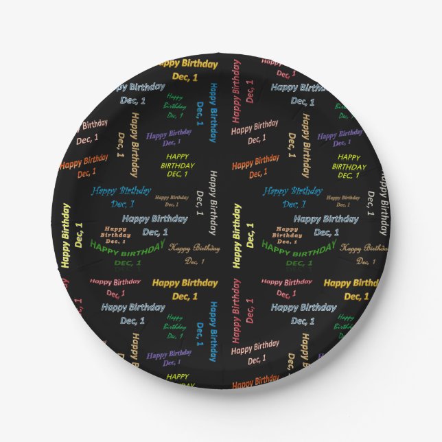 Paper Tellers Dezember, 1 Geburtstag Pappteller (Vorderseite)