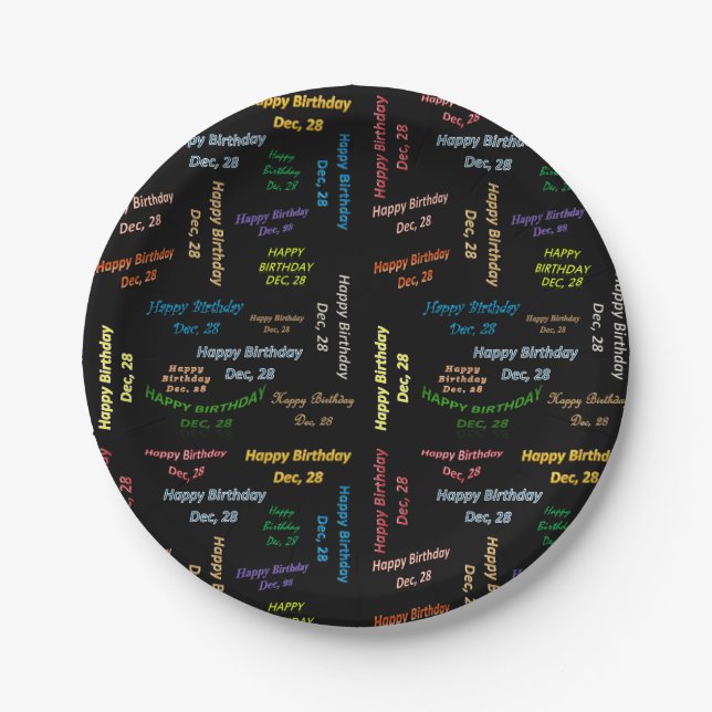 Paper Tellers Dezember, 28 Geburtstag Pappteller (Vorderseite)