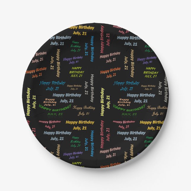 Paper Tellers Juli, 21 Geburtstag Pappteller (Vorderseite)