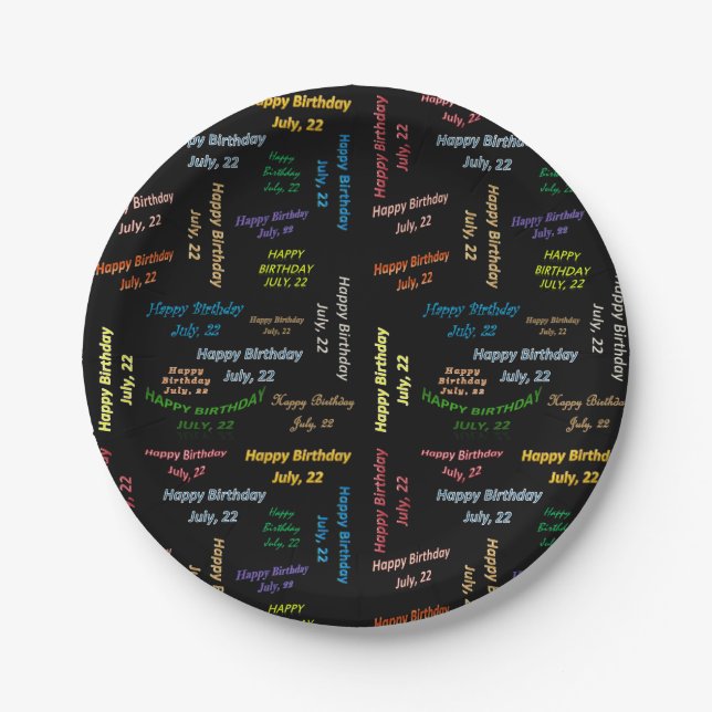 Paper Tellers Juli, 22 Geburtstag Pappteller (Vorderseite)