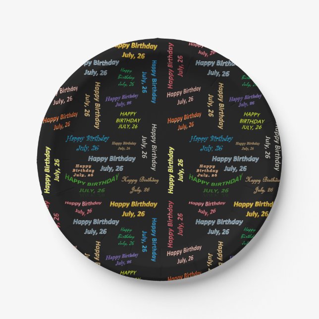 Paper Tellers Juli, 26 Geburtstag Pappteller (Vorderseite)