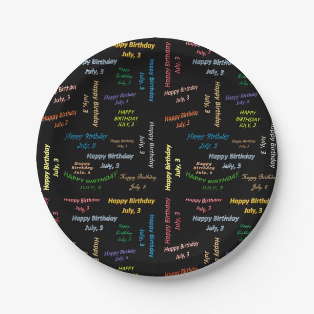 Paper Tellers Juli, 3 Geburtstag Pappteller (Vorderseite)