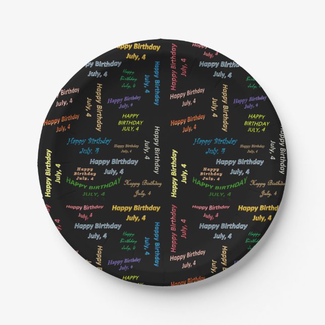 Paper Tellers Juli, 4 Geburtstag Pappteller (Vorderseite)