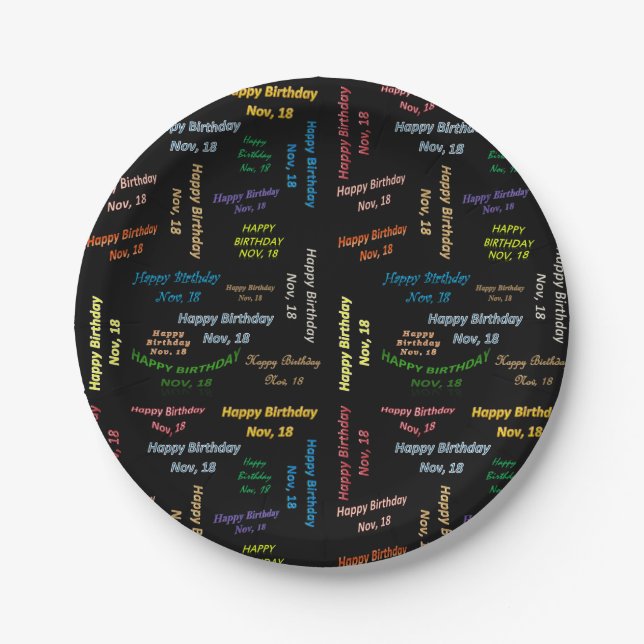 Paper Tellers November, 18 Geburtstag Pappteller (Vorderseite)