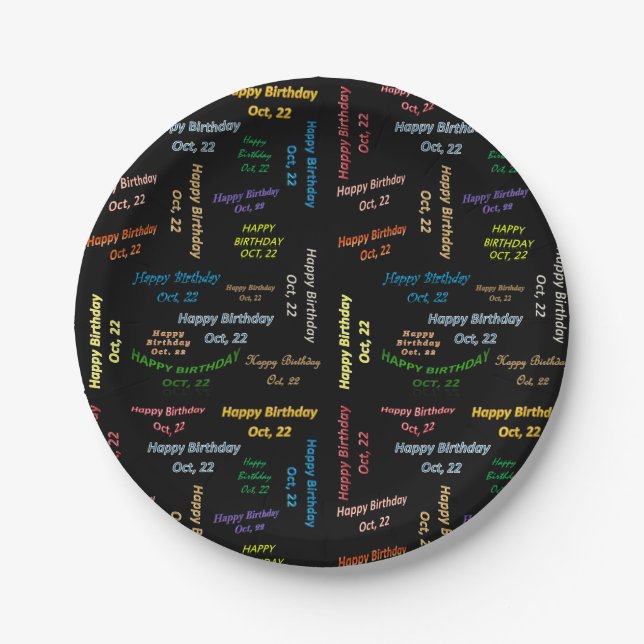 Paper Tellers Oktober, 22 Geburtstag Pappteller (Vorderseite)