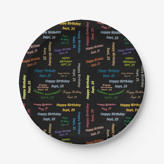 Paper Tellers September, 25 Geburtstag Pappteller (Vorderseite)