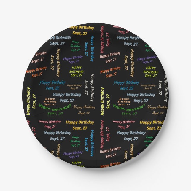 Paper Tellers September, 27 Geburtstag Pappteller (Vorderseite)