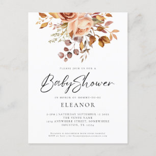 Paper Terracotta Florals Baby Dusche Einladung