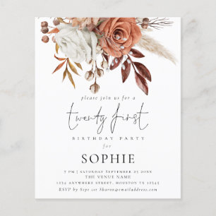 PAPER Terracotta Florals Script 21. Party Einladun Flyer