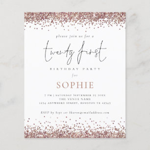 PAPER Trendige Rose Gold Glitter 21. Party-Einladu Flyer