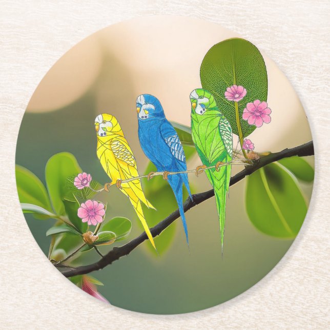 Paper Untersetzer Budgies (Vorderseite)