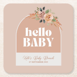Paper Untersetzer, Hello Baby, Boho Modern Baby Sh Rechteckiger Pappuntersetzer