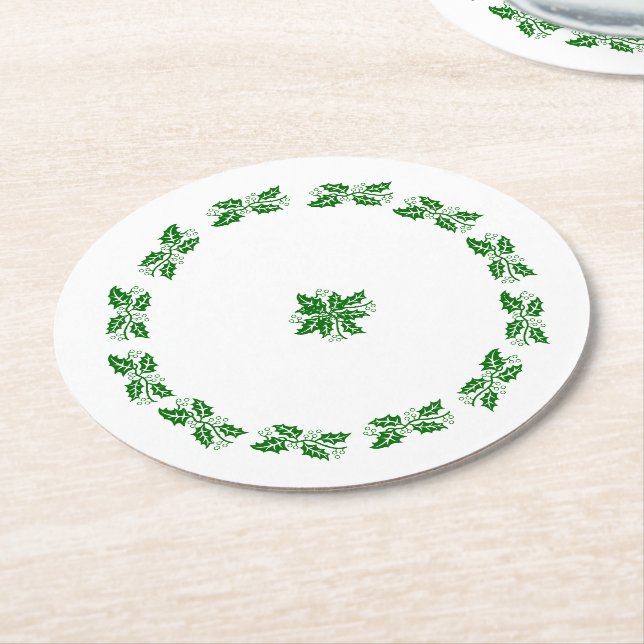 Paper Untersetzer - Holly Wreath (Angewinkelt)