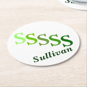 Paper Untersetzer - Name und Initial in Grüntönen