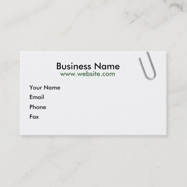 Paperclip White Business Card Visitenkarte (Vorderseite)