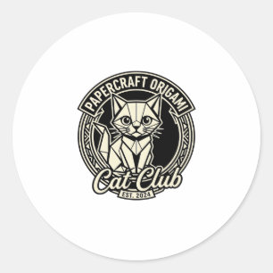 Papercraft Origami Katze Lustige Katze Grafik - Pa Runder Aufkleber