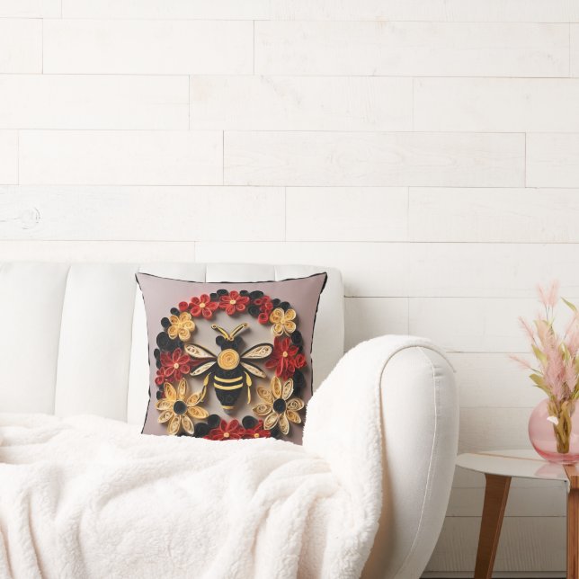 Papercraft Quilling Bee and Floral Design Kissen (Liege)