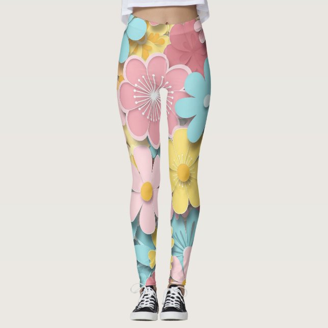 Papercut-Blume Leggings (Vorderseite)