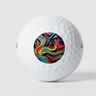 Papercut Colorful Waves Artwork Golfball