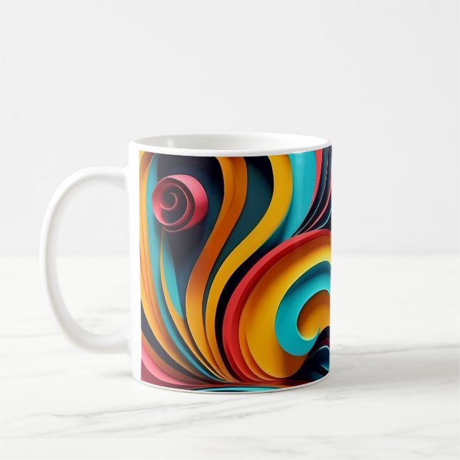 Papercut Colorful Waves Artwork Kaffeetasse (Links)