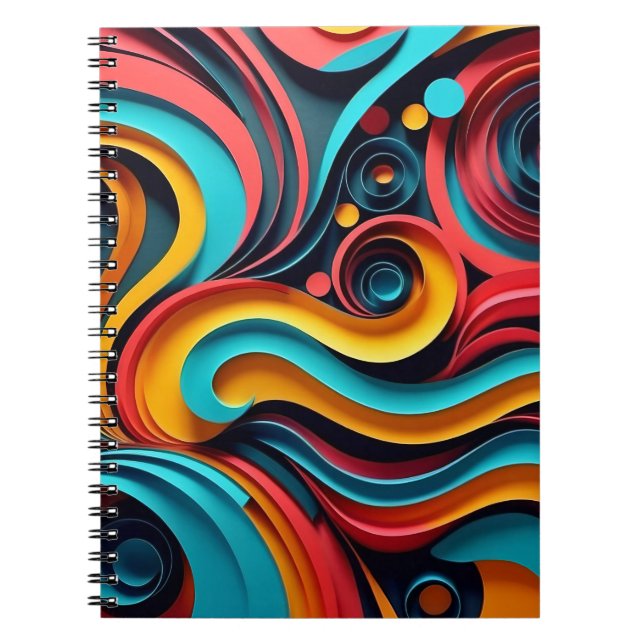 Papercut Colorful Waves Artwork Notizblock (Vorderseite)